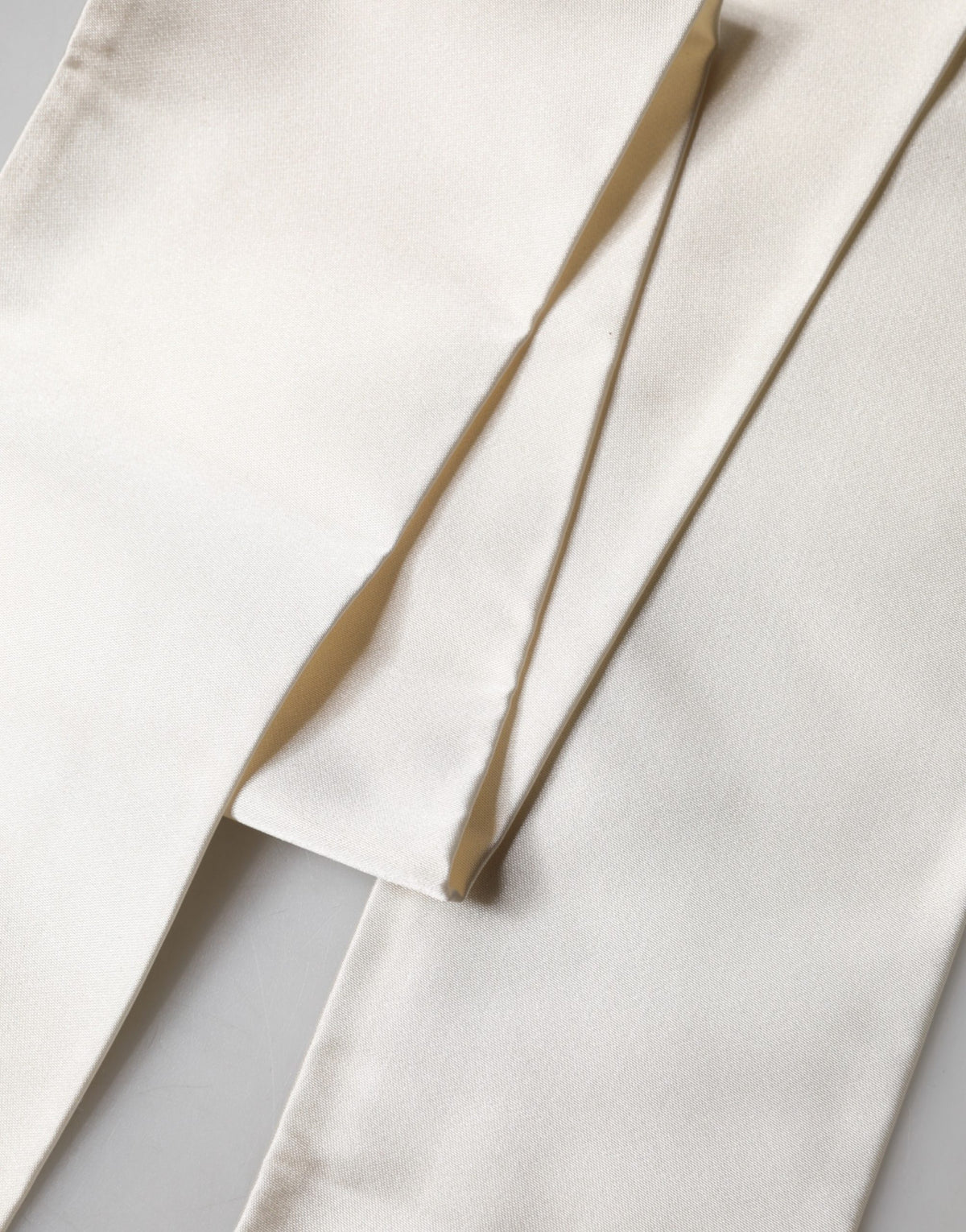 Dolce & Gabbana Men White Satin Silk Fringed Lace Stole Men's Scarf