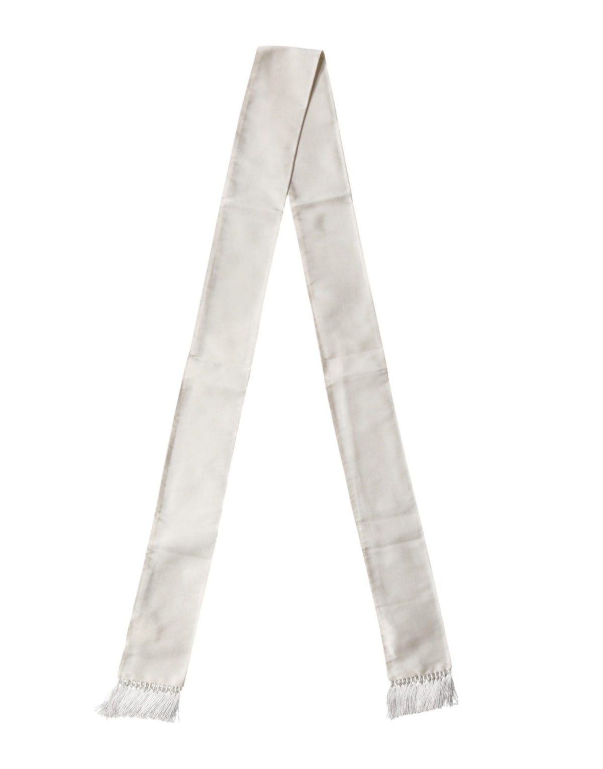 Dolce & Gabbana Men White Satin Silk Fringed Lace Stole Men's Scarf