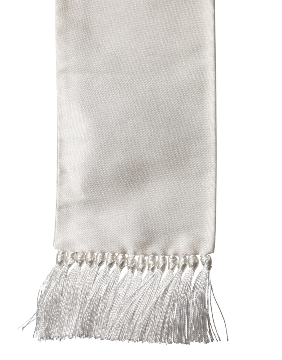 Dolce & Gabbana Men White Satin Silk Fringed Lace Stole Men's Scarf