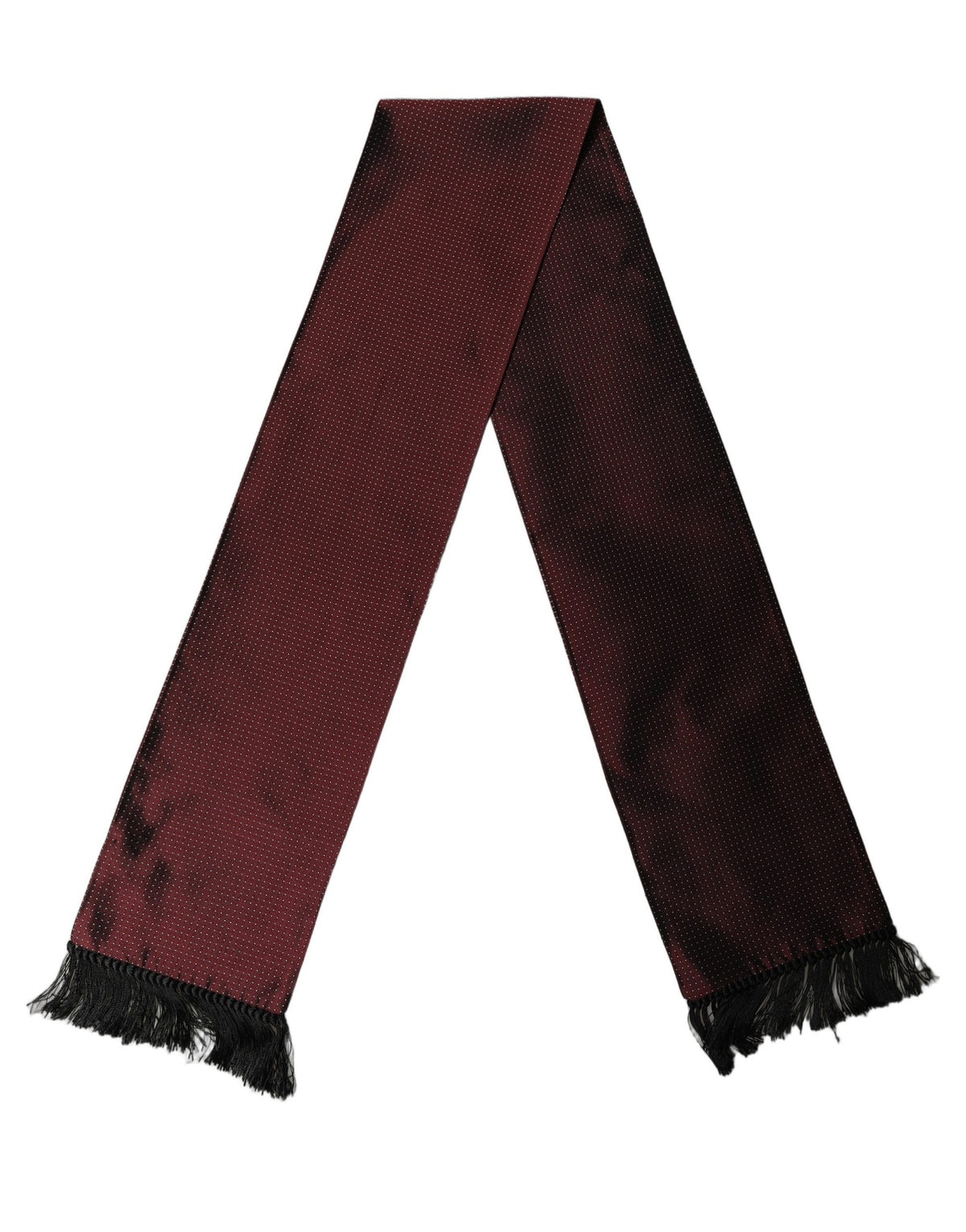 Dolce & Gabbana Burgundy Silk Dotted Fringed Neck Shawl Men's Scarf