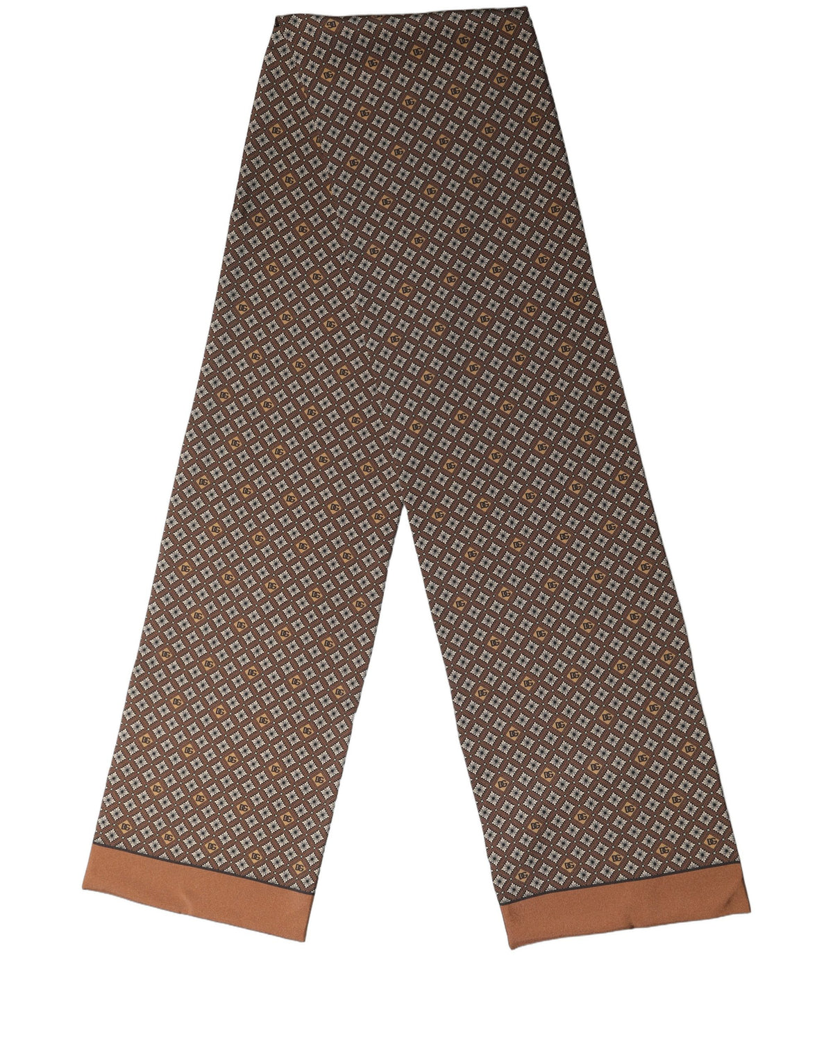 Dolce & Gabbana Brown Geometric Silk Men Neck Shawl Men's Scarf
