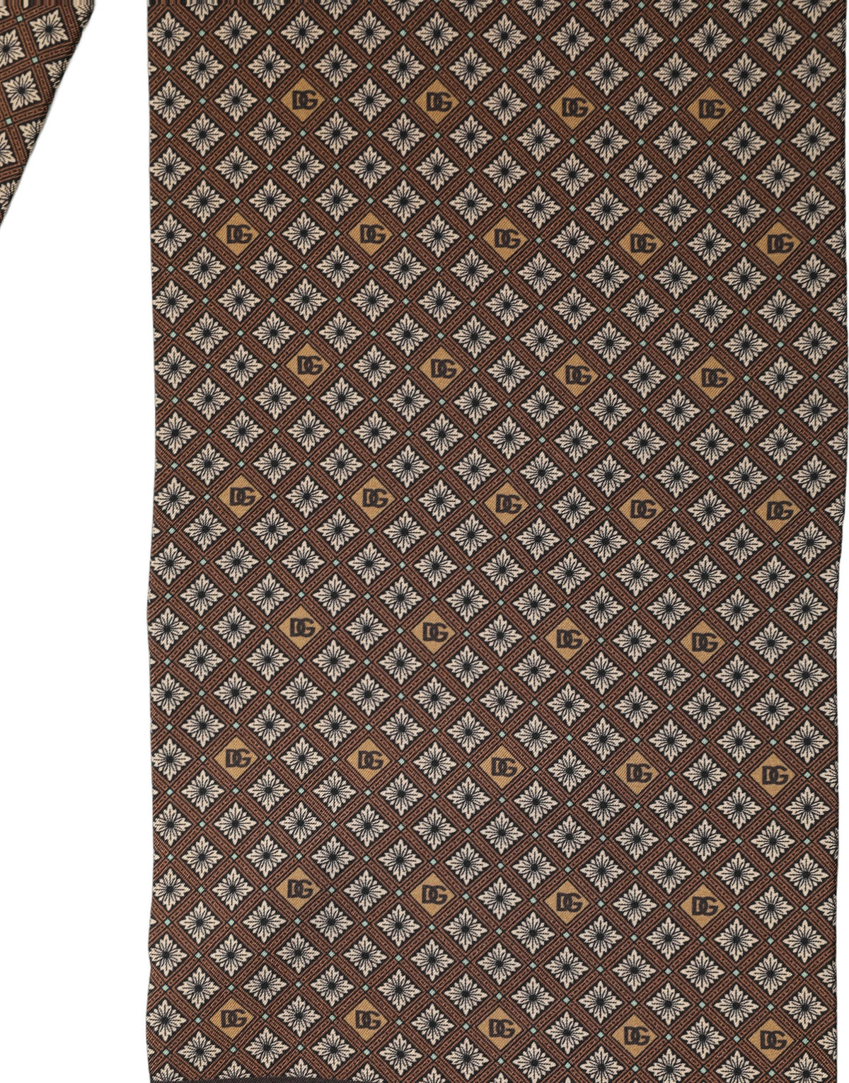 Dolce & Gabbana Brown Geometric Silk Men Neck Shawl Men's Scarf