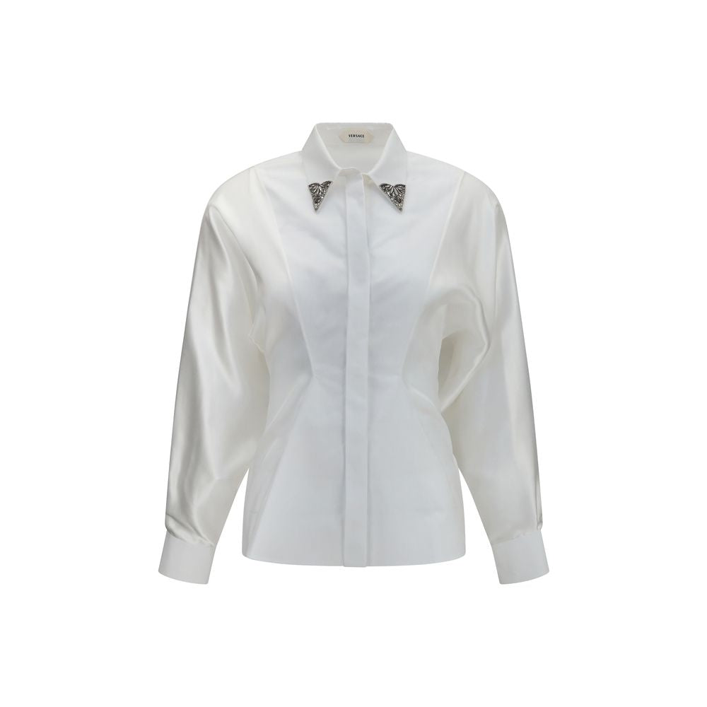 Versace White Cotton Dress Women's Shirt