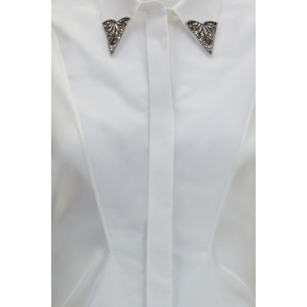 Versace White Cotton Dress Women's Shirt
