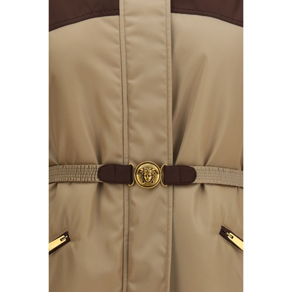 Versace Beige Nylon Full-Length Women's Jacket