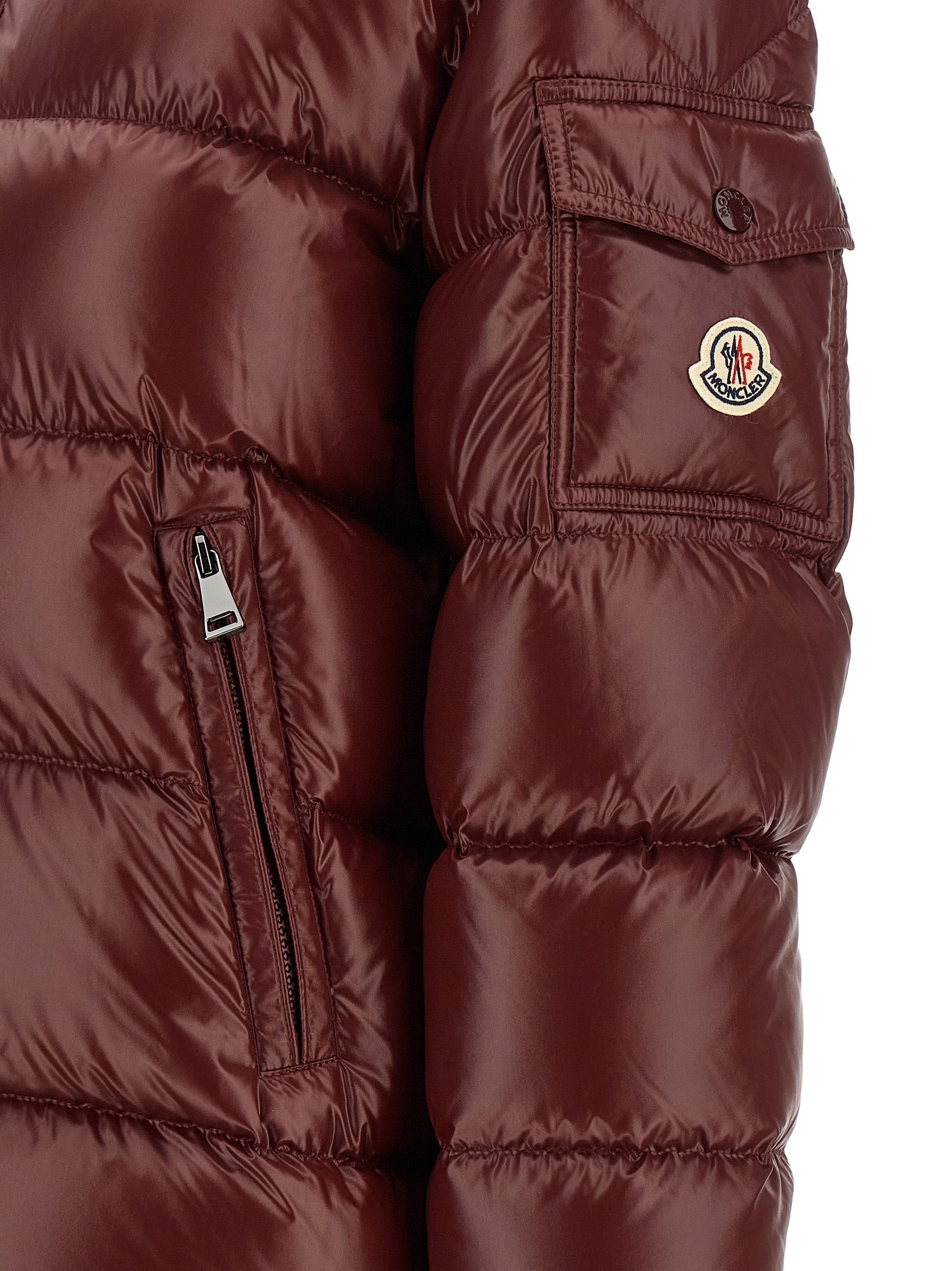 Moncler Bordeaux Polyamide Full-Length Women's Jacket