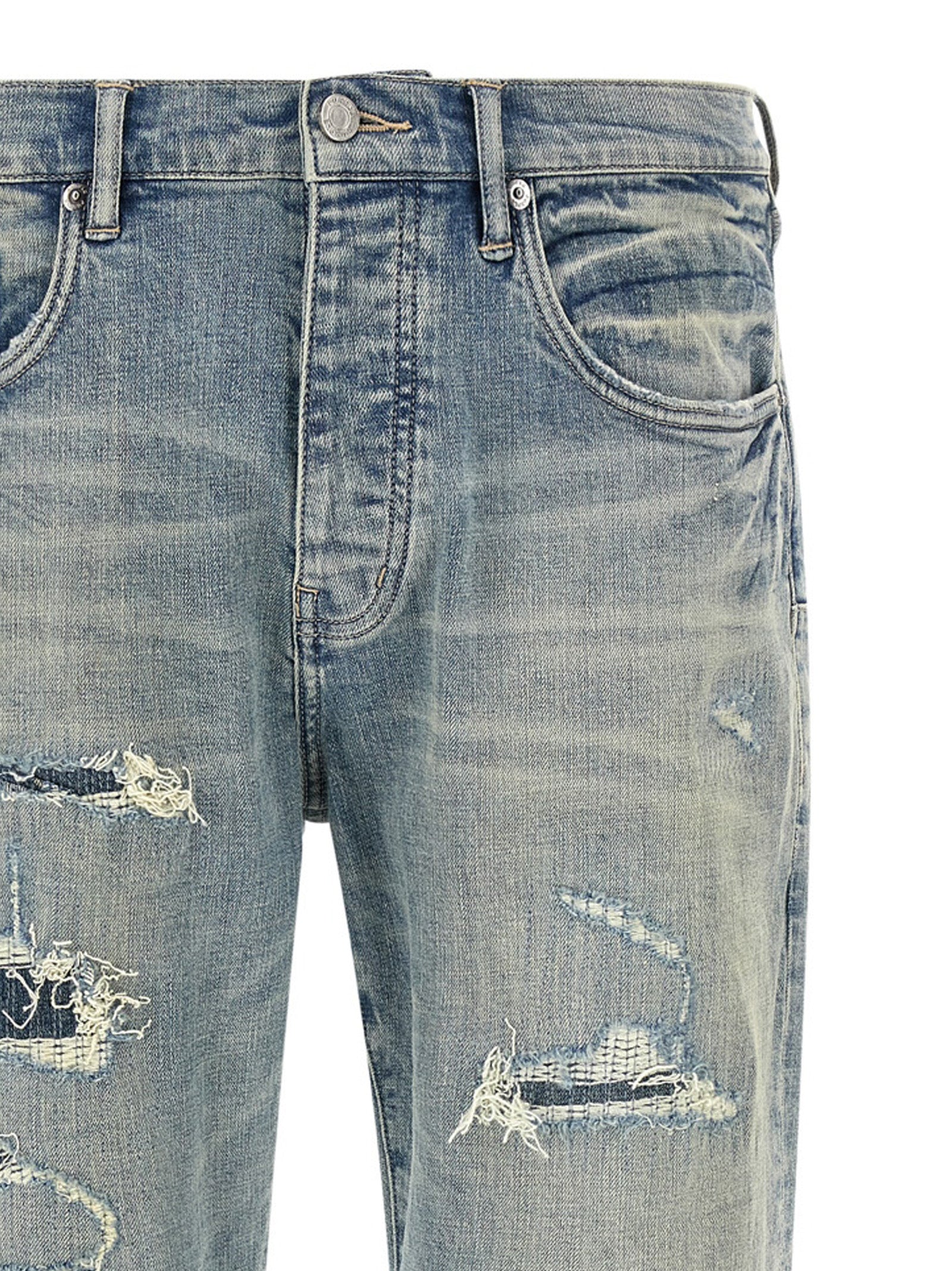 PURPLE Blue Cotton Tapered Men's Jeans