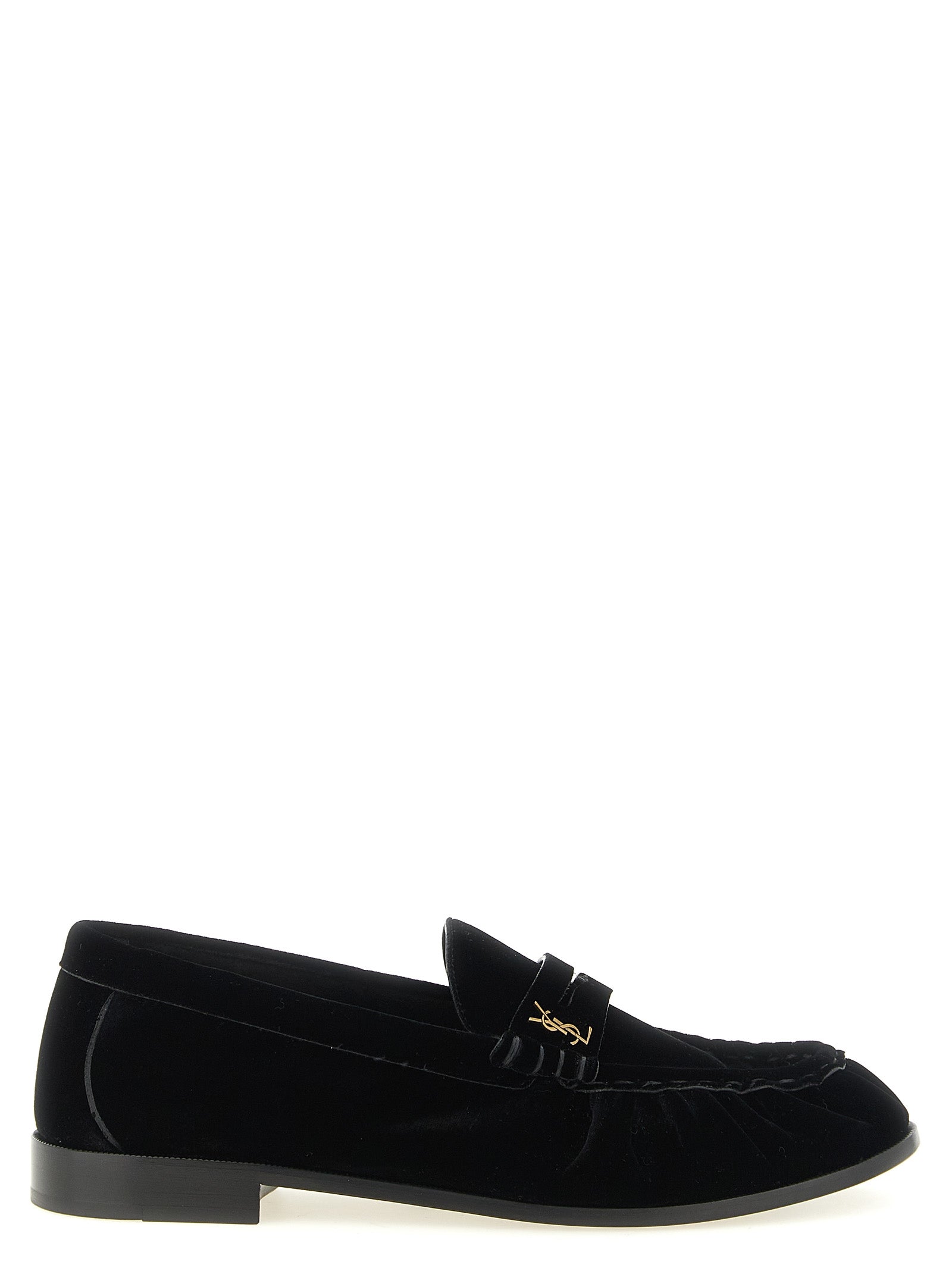 Saint Laurent Black Viscose Slip-On Men's Loafers