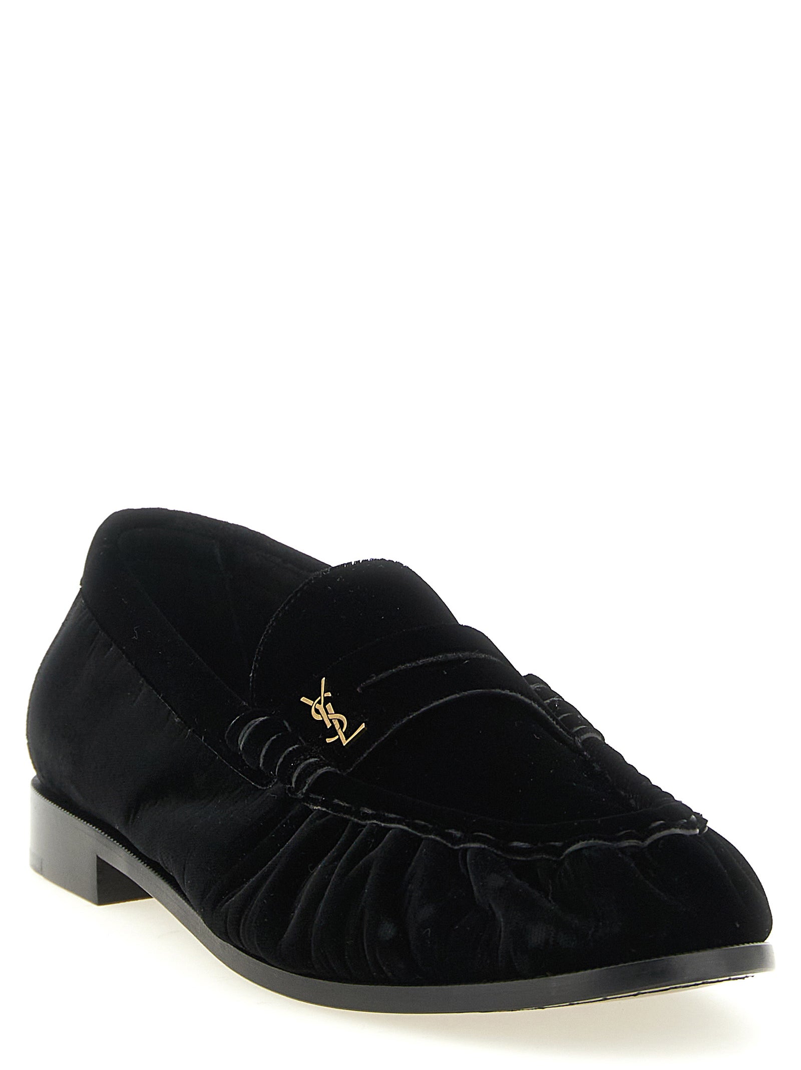 Saint Laurent Black Viscose Slip-On Men's Loafers