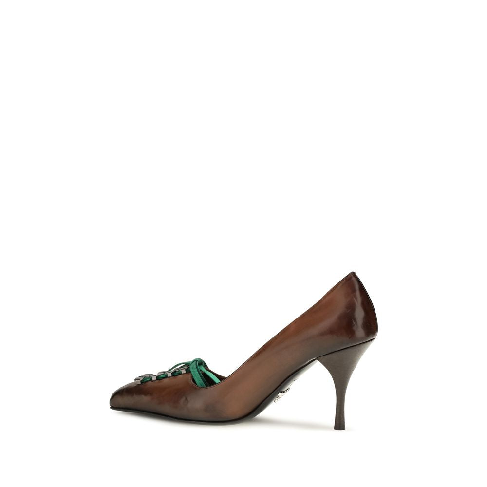 Prada Brown Calf Leather Bos Taurus Women's Lace-Up