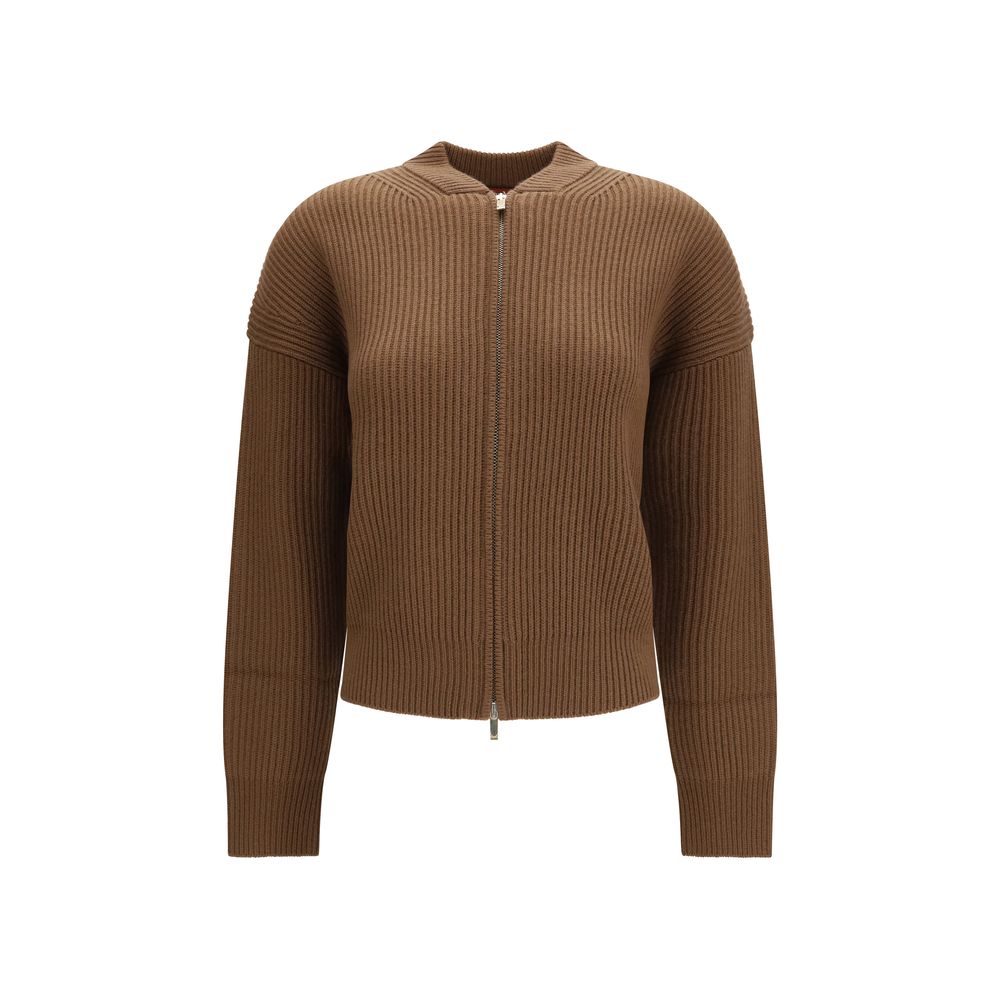 Max Mara Brown Wool Oves Aries Women's Cardigan