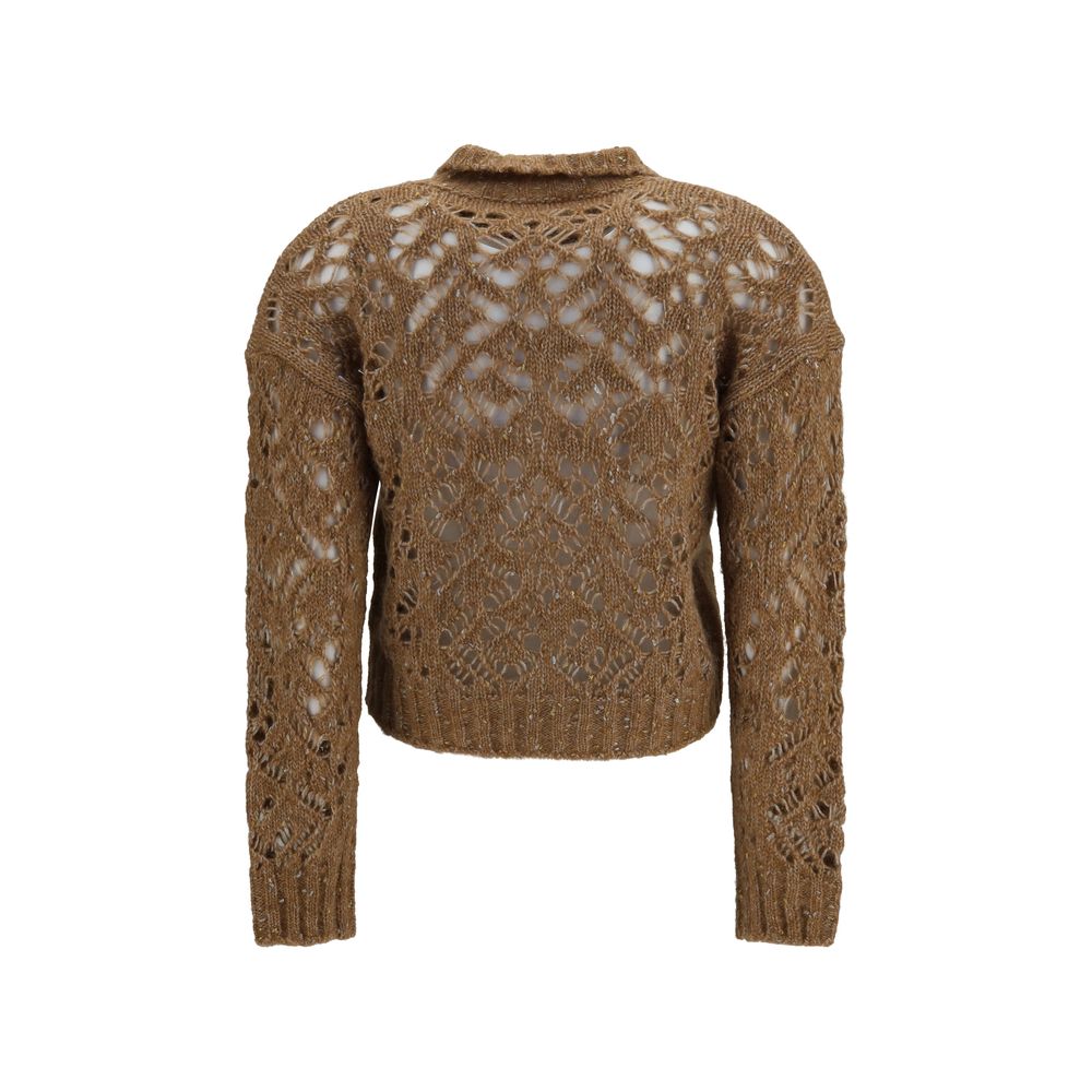 Max Mara Brown Alpaca Vicugna Pacos Women's Cardigan