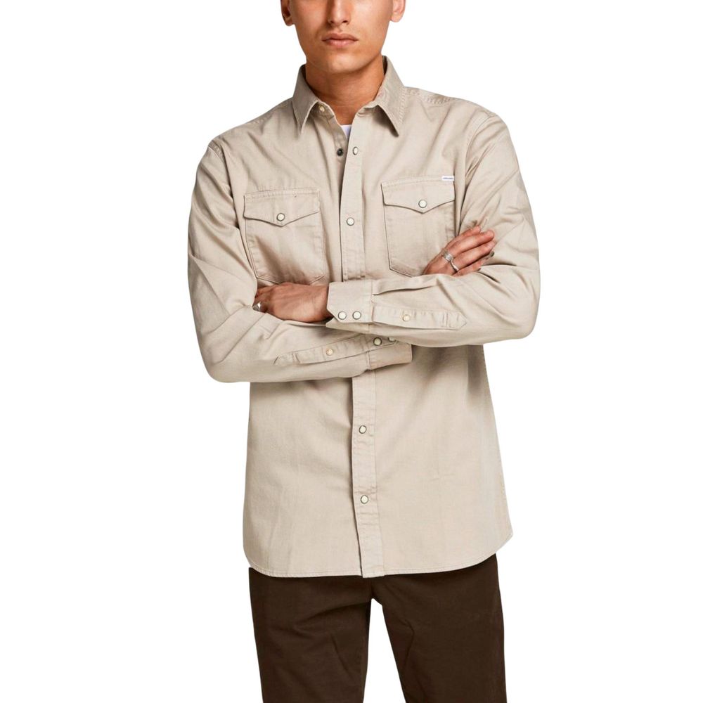 Jack Jones Beige Denim Men's Shirt