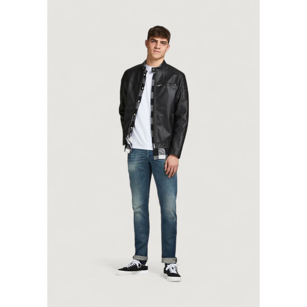 Jack Jones Black Artificial Leather Leather Men's Jacket
