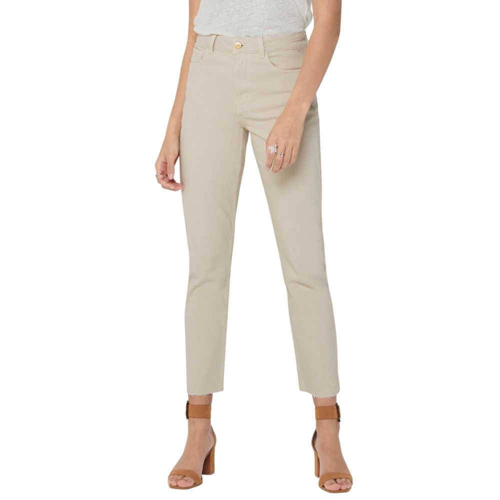 Only Beige Cotton Mom Women's Jeans