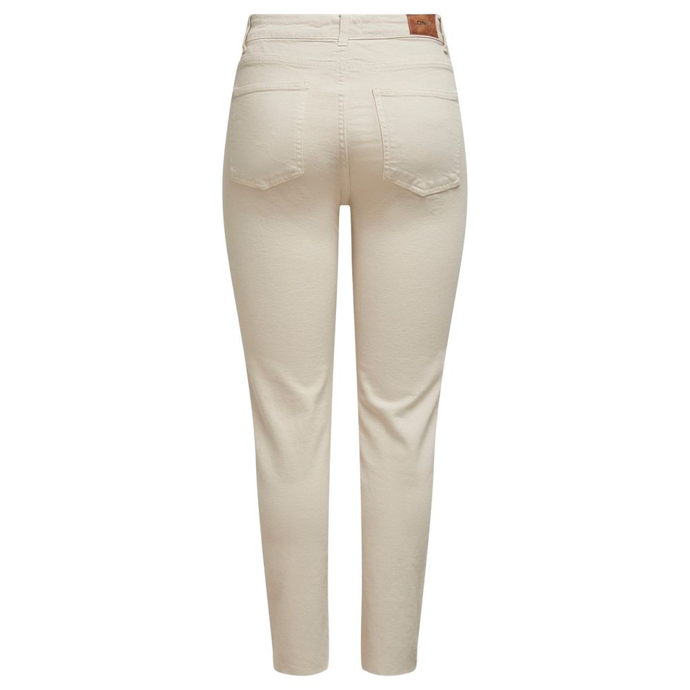Only Beige Cotton Mom Women's Jeans