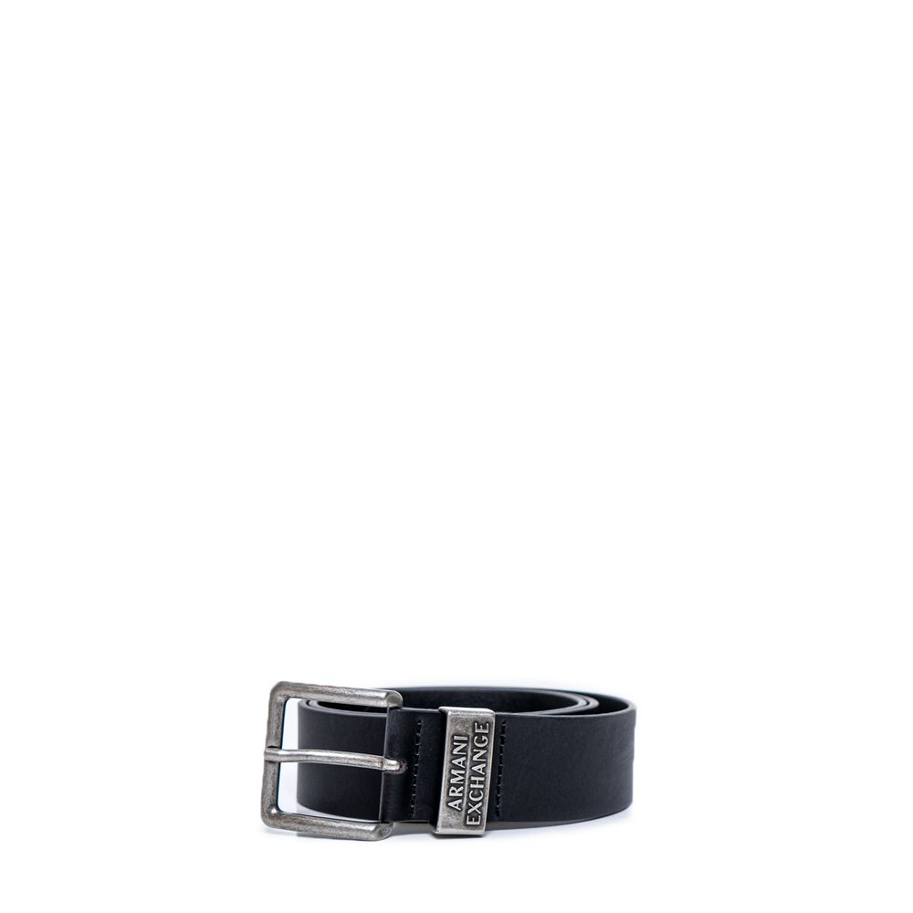 Armani Exchange Black Leather Regular Men's Belt