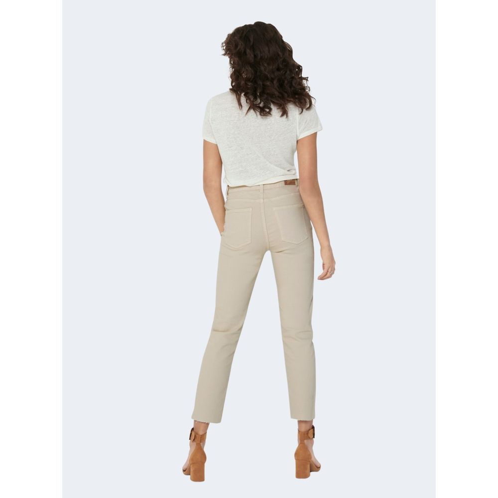 Only Beige Cotton Mom Women's Jeans