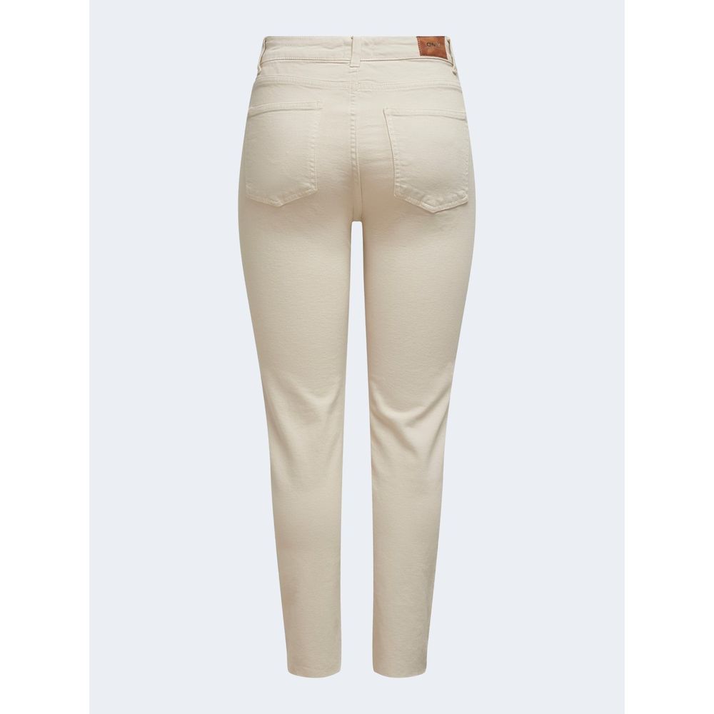 Only Beige Cotton Mom Women's Jeans