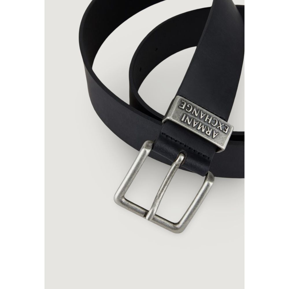 Armani Exchange Black Leather Regular Men's Belt