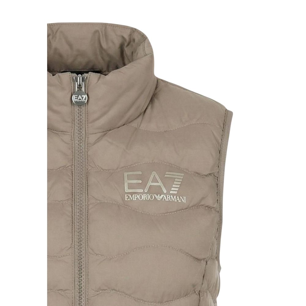EA7 Emporio Armani Beige Polyester Sleeveless Women's Jacket