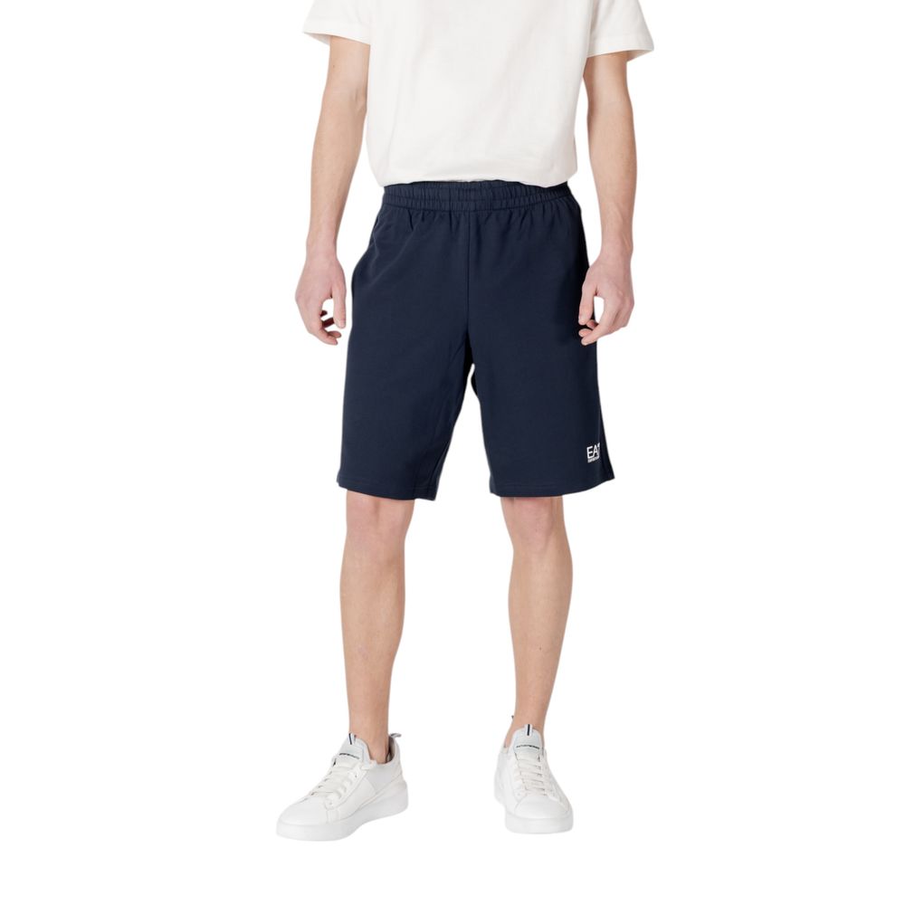 EA7 Emporio Armani Blue Cotton Bermuda Men's Shorts