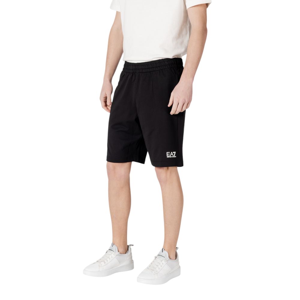 EA7 Emporio Armani Black Cotton Bermuda Men's Shorts