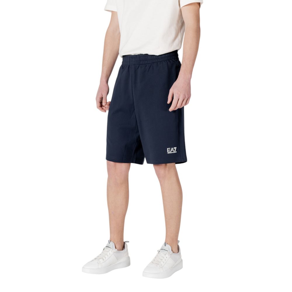 EA7 Emporio Armani Blue Cotton Bermuda Men's Shorts