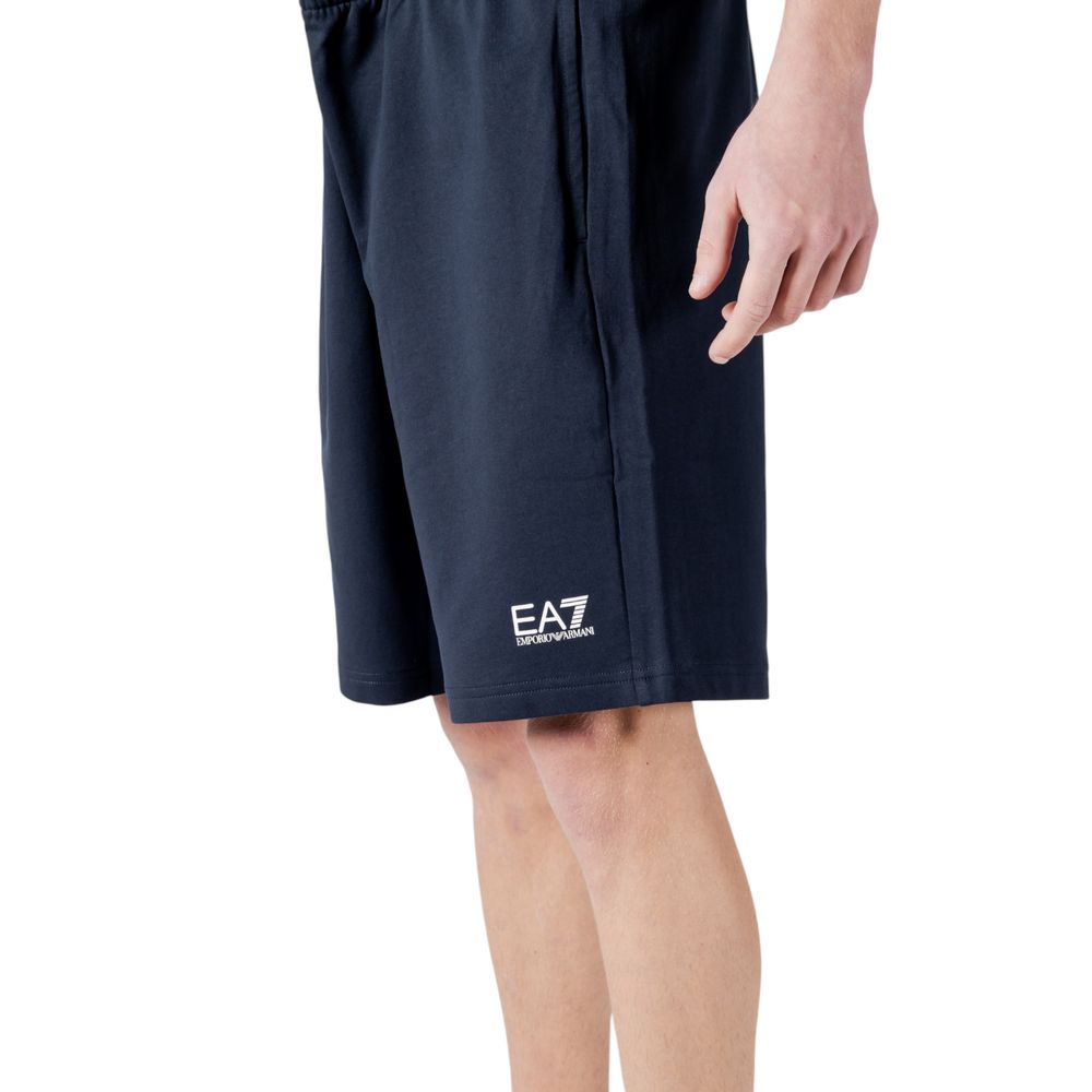 EA7 Emporio Armani Blue Cotton Bermuda Men's Shorts