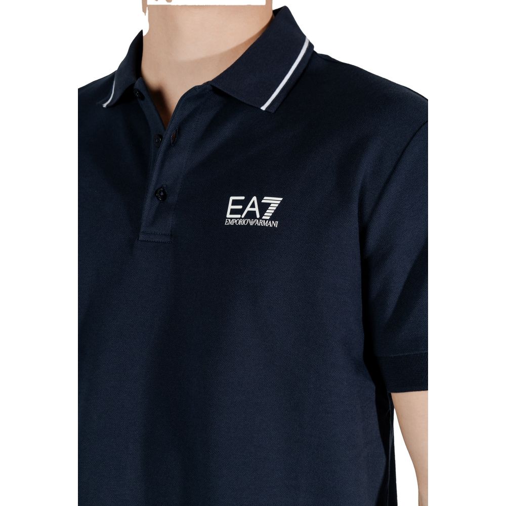 EA7 Emporio Armani Blue Cotton Polo Men's Shirt