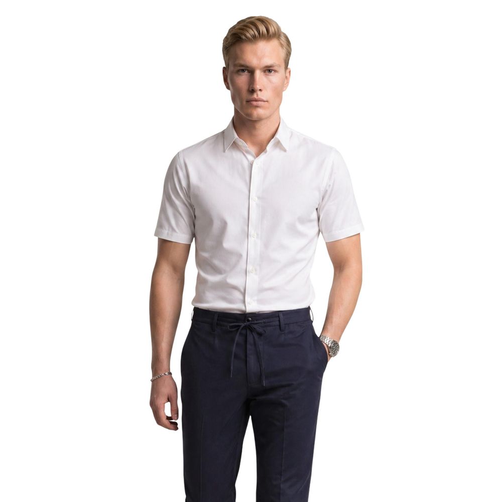 Armani Exchange White Polyamide Shortsleeve Men's Shirt