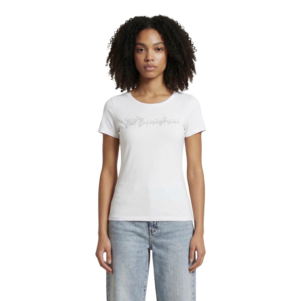 EA7 Emporio Armani White Elastane Women's T-Shirt