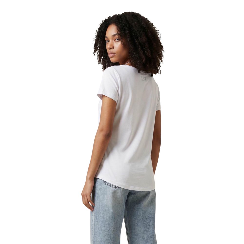 EA7 Emporio Armani White Elastane Women's T-Shirt
