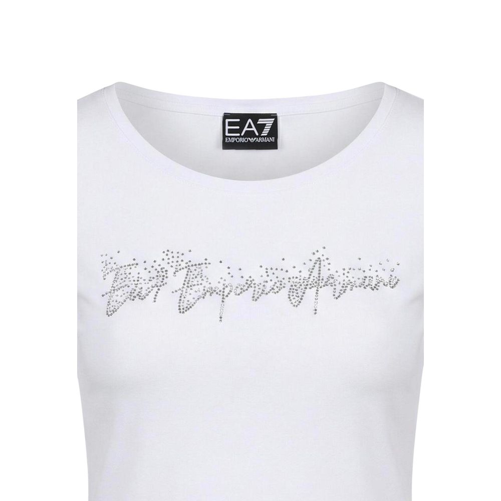 EA7 Emporio Armani White Elastane Women's T-Shirt