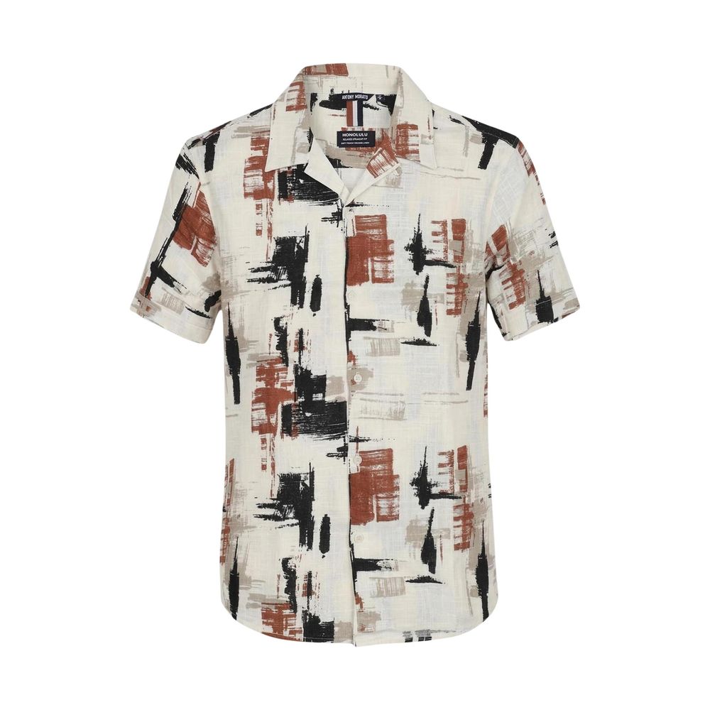 Antony Morato Beige Viscose Shortsleeve Men's Shirt