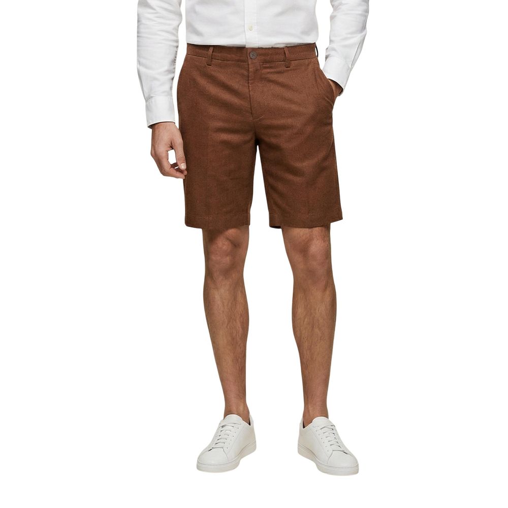 Borghese Beige Linen Bermuda Men's Shorts