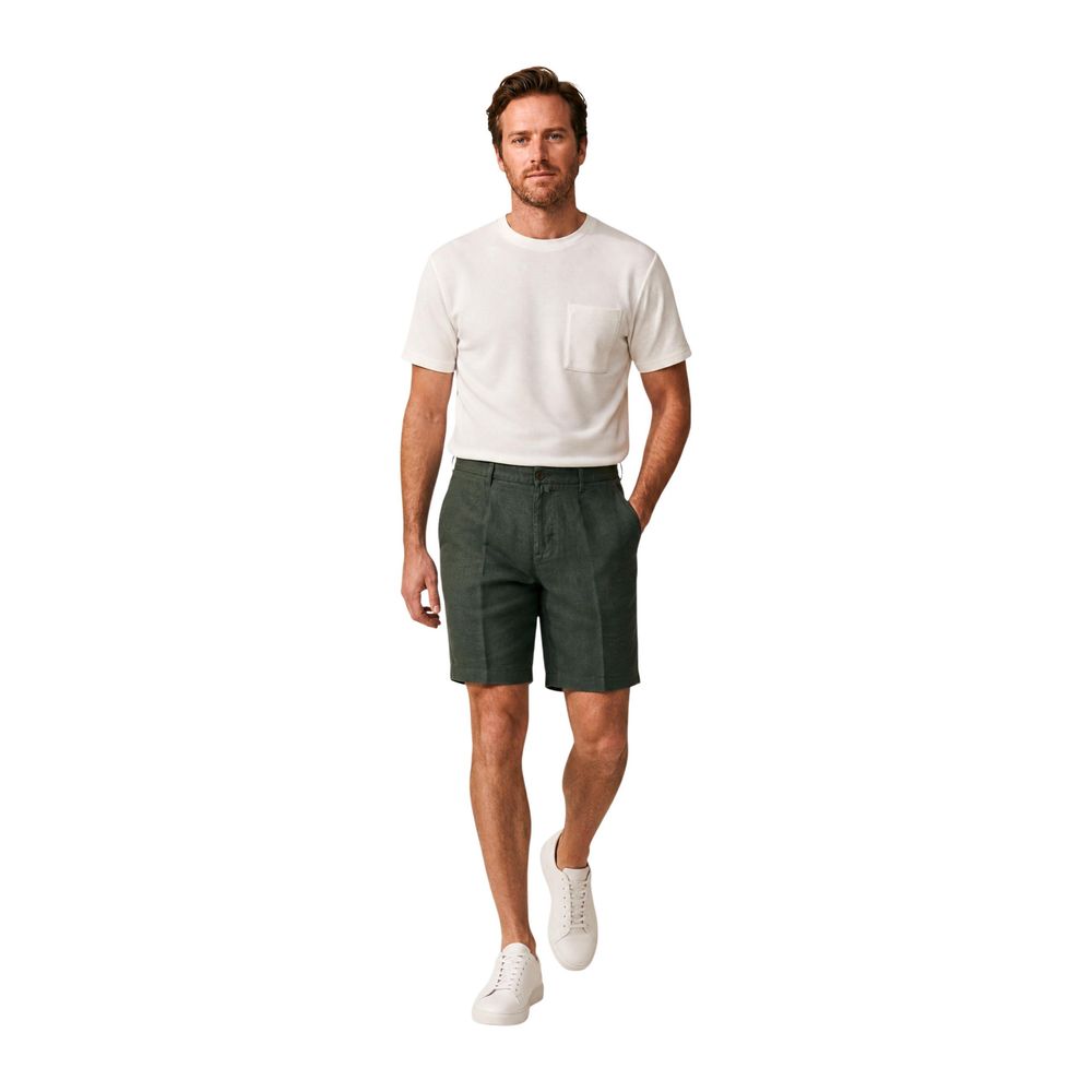 Borghese Green Linen Bermuda Men's Shorts