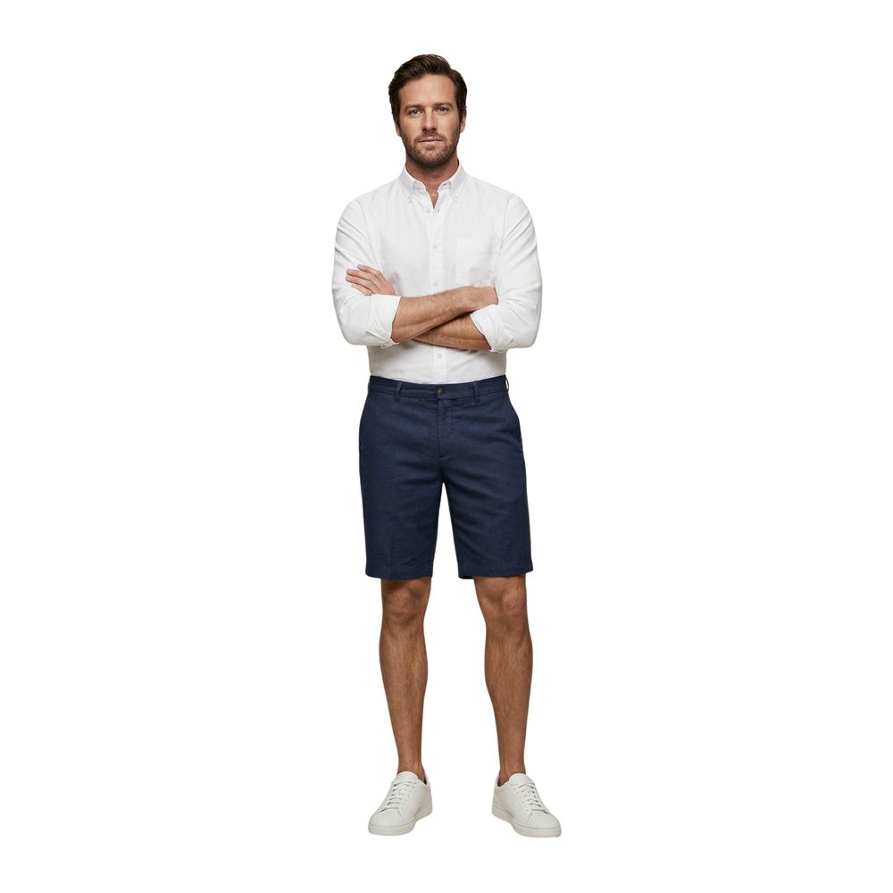 Borghese Blue Linen Bermuda Men's Shorts