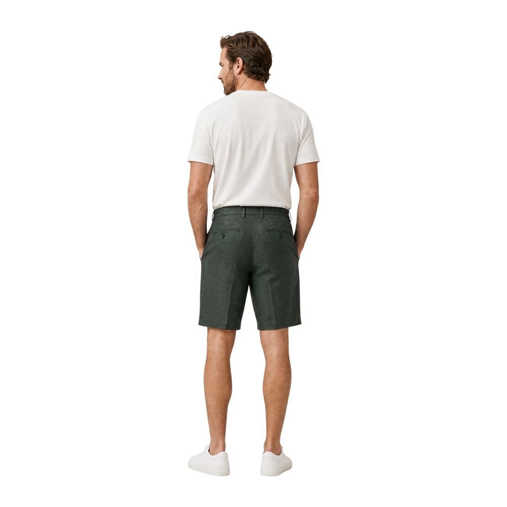 Borghese Green Linen Bermuda Men's Shorts