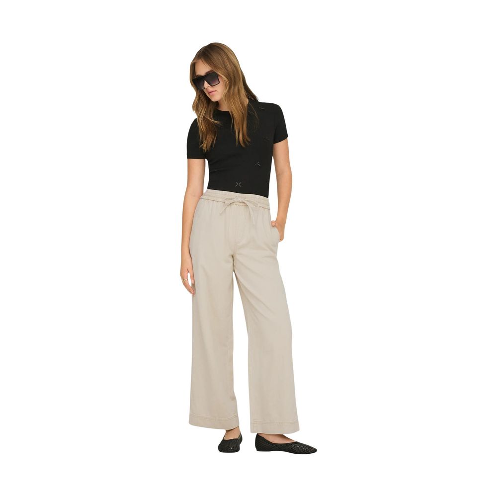 Only Cream Cotton Flared Women's Pants