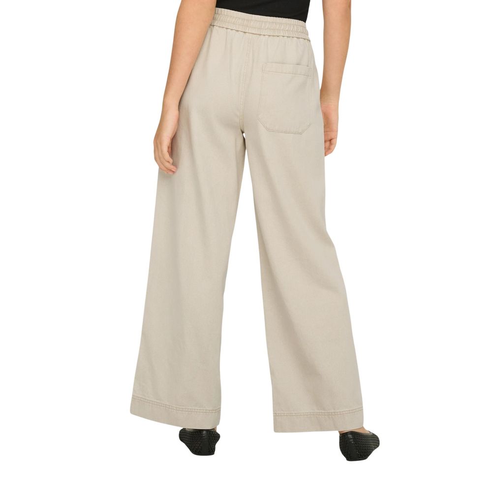 Only Cream Cotton Flared Women's Pants