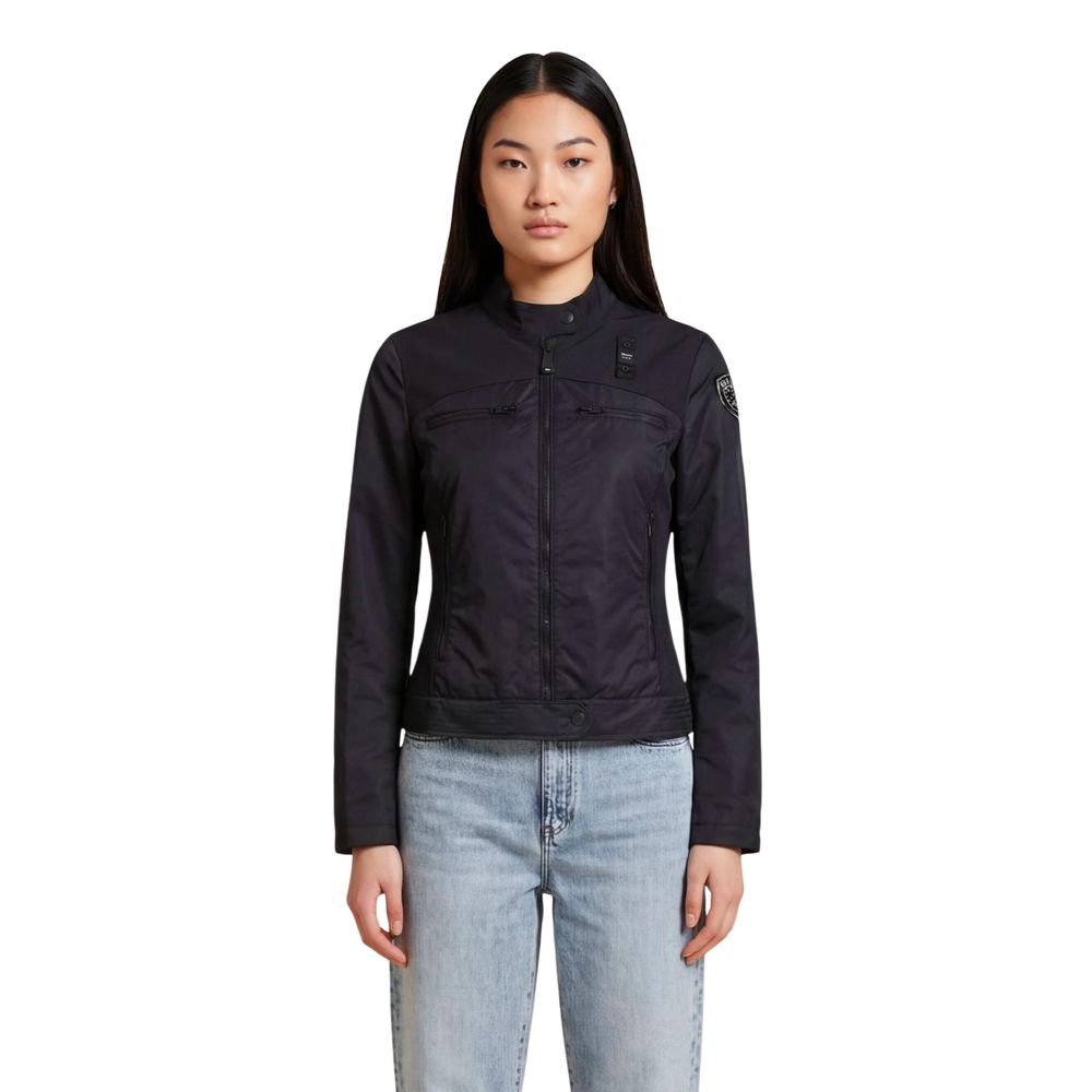Blauer Black Polyamide Biker Women's Jacket