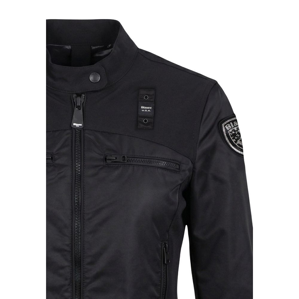 Blauer Black Polyamide Biker Women's Jacket