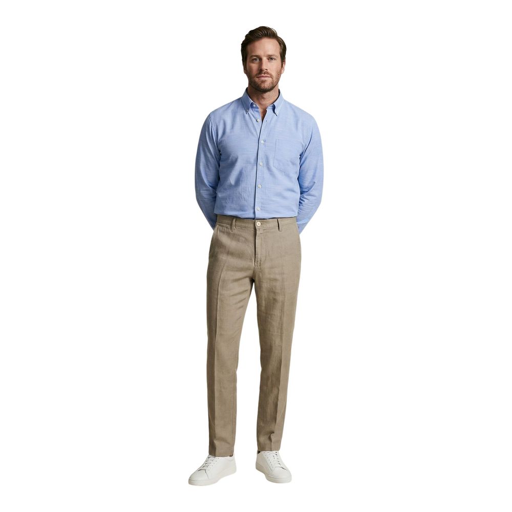 Borghese Beige Linen Casual Men's Pants