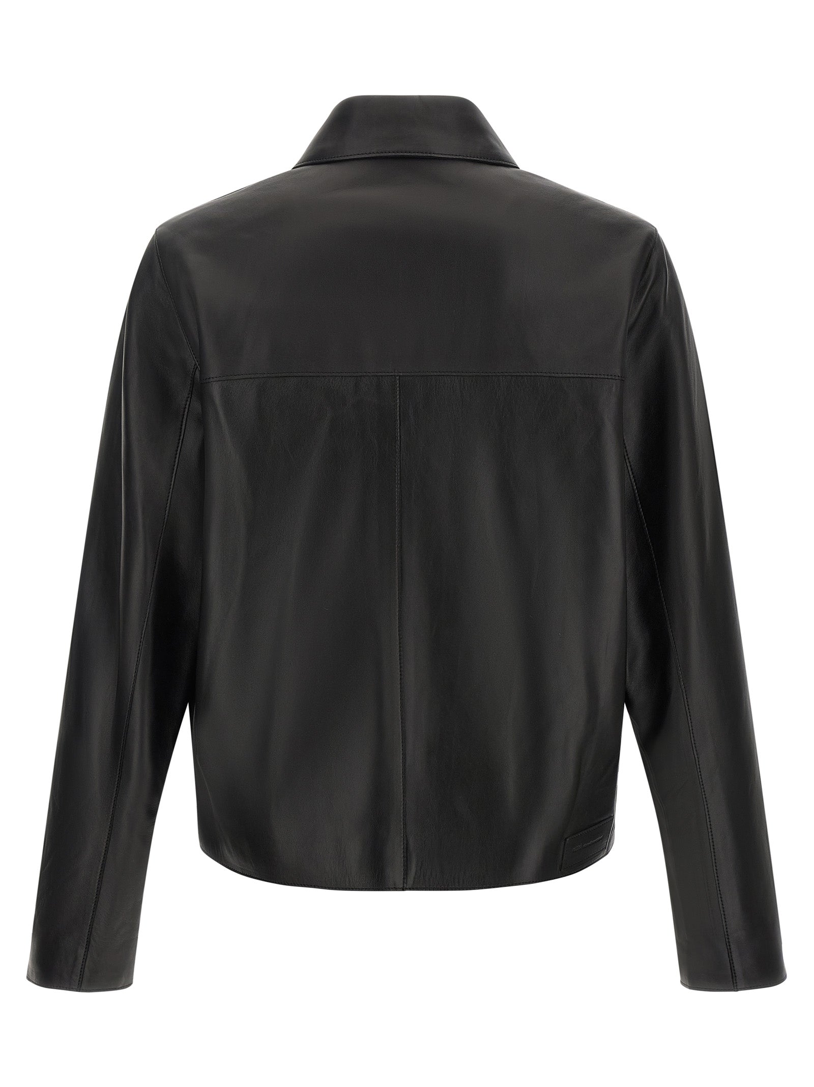 Ami Paris Black Lamb Leather Leather Men's Jacket
