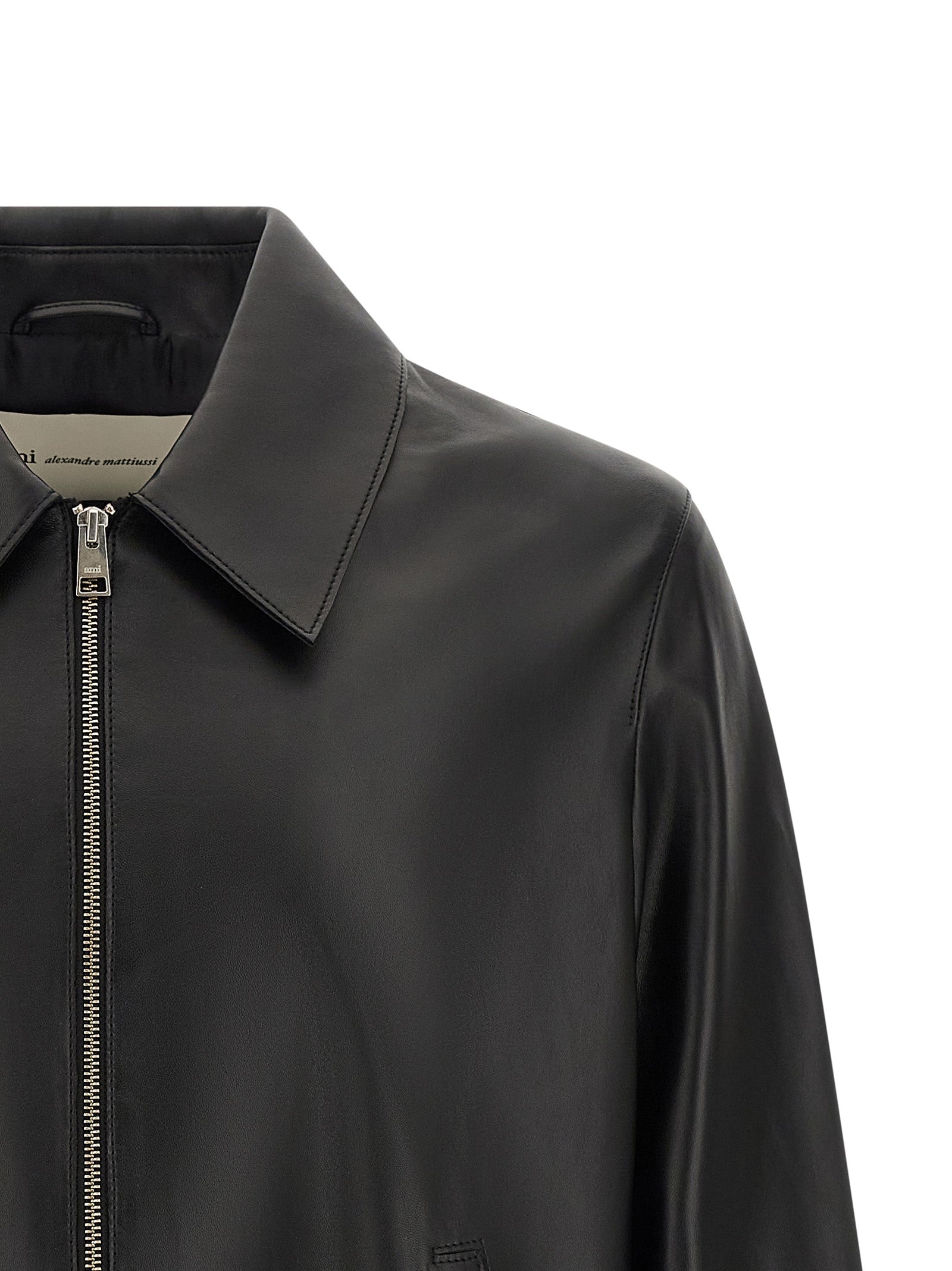 Ami Paris Black Lamb Leather Leather Men's Jacket