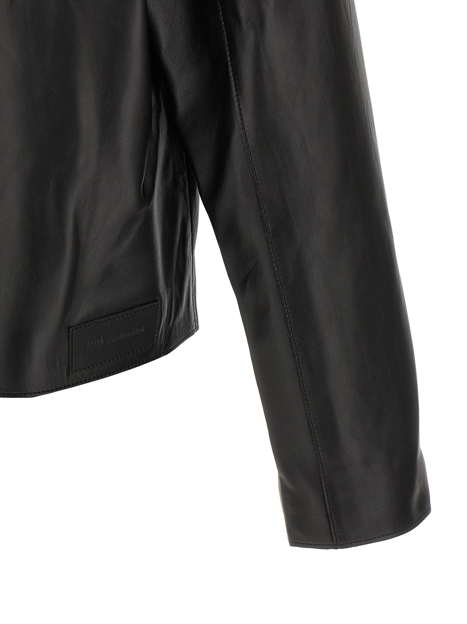 Ami Paris Black Lamb Leather Leather Men's Jacket