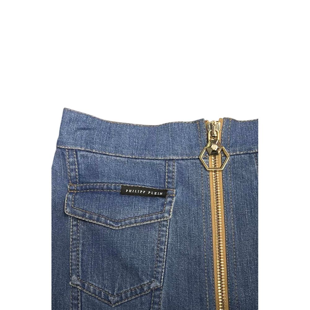 Philipp Plein Blue Cotton Women Women's Skirt
