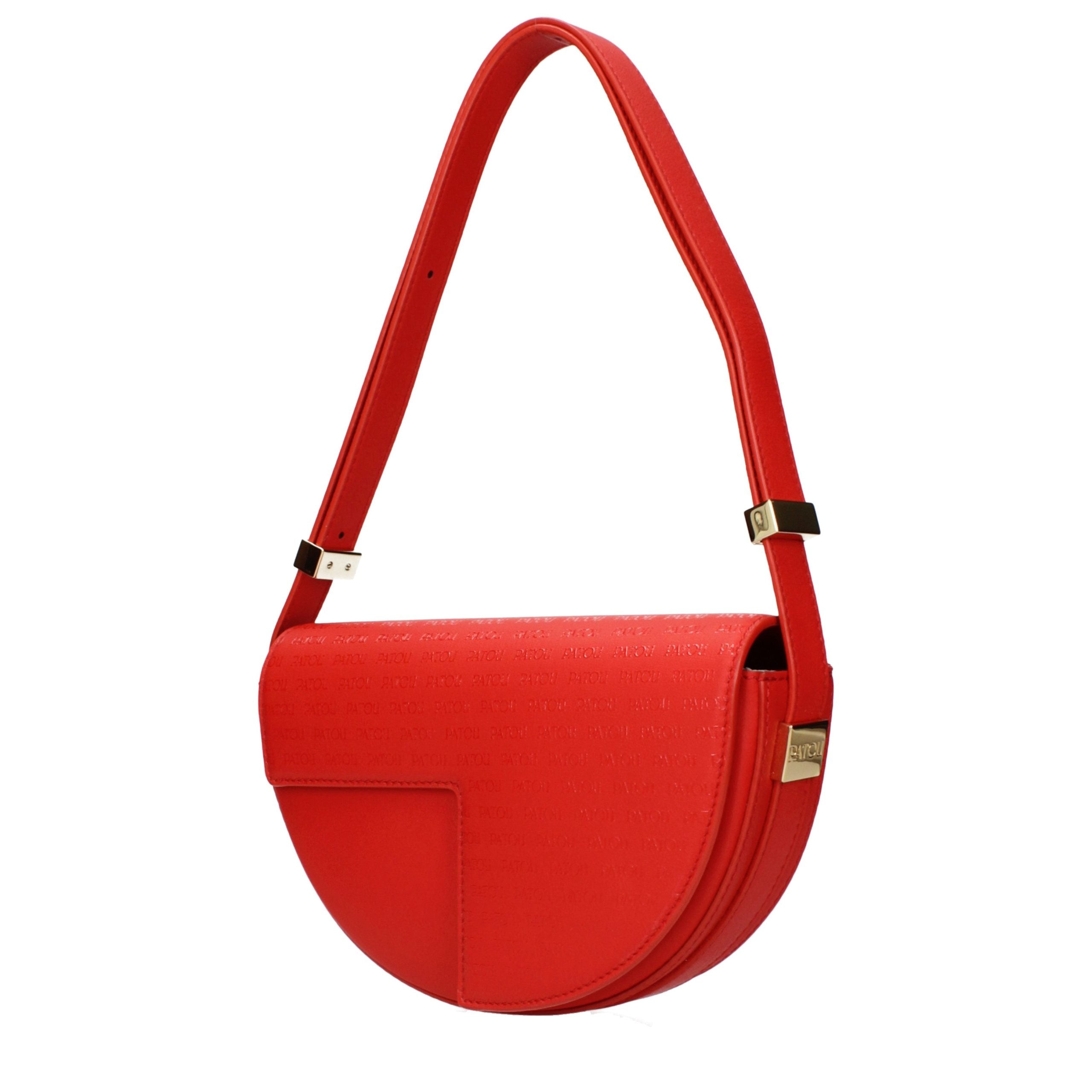 Patou Red Leather Shoulder Women's Bag