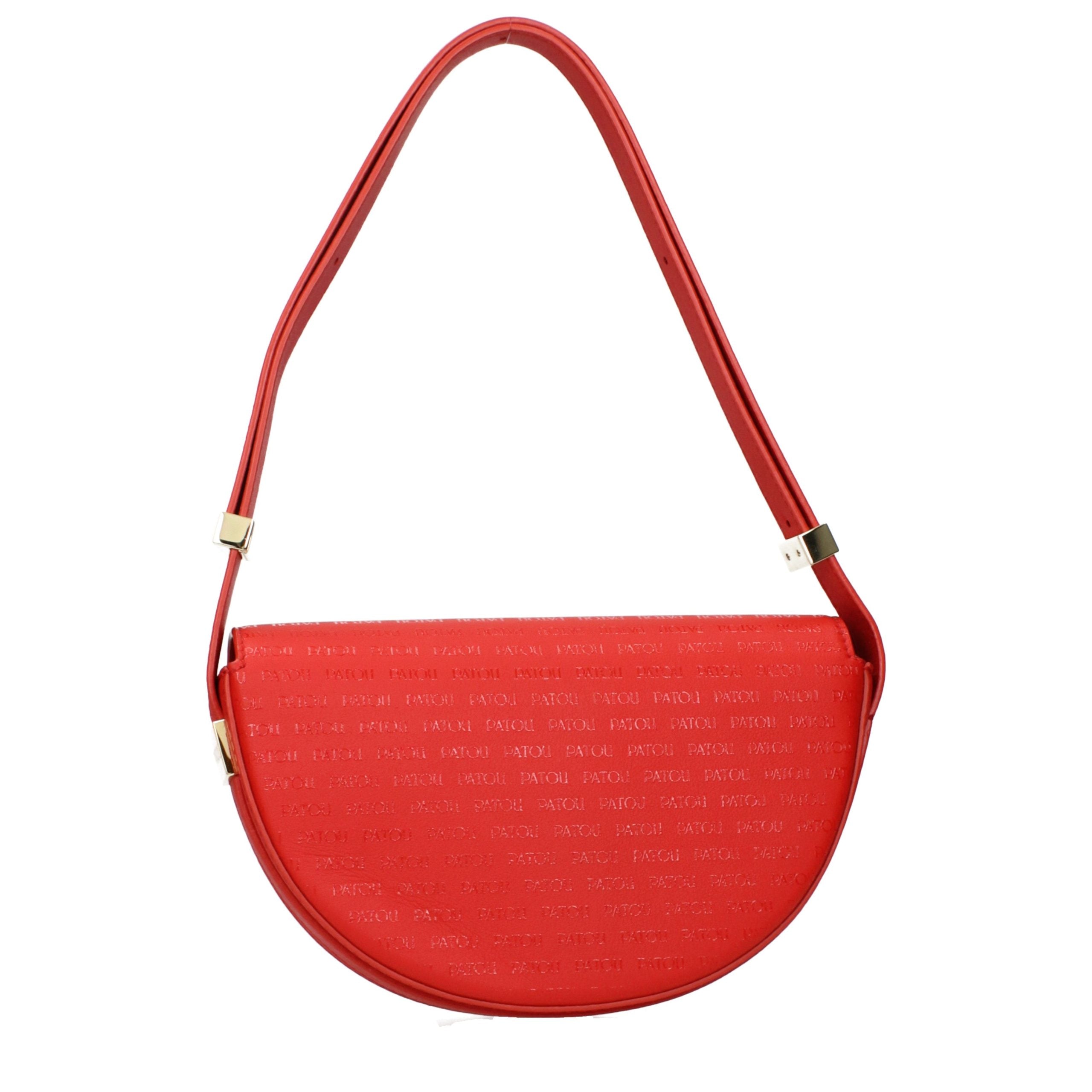 Patou Red Leather Shoulder Women's Bag